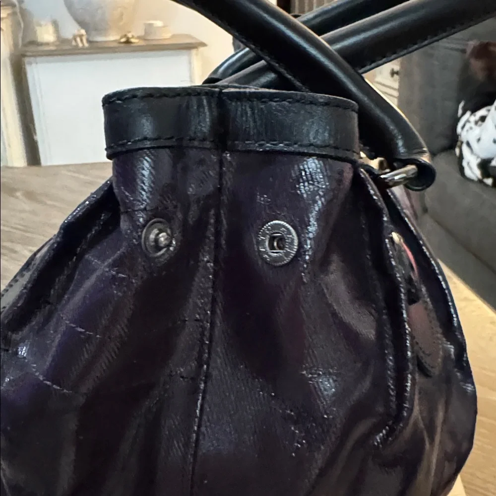 Burberry Blue Label purple coated canvas shoulder bag. - Picture 5 of 12